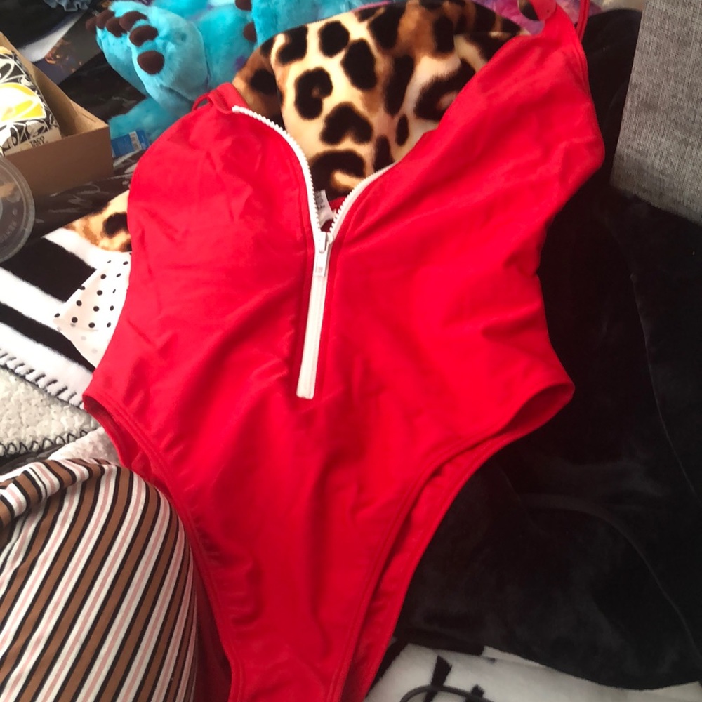 Zipper one piece swim suit
